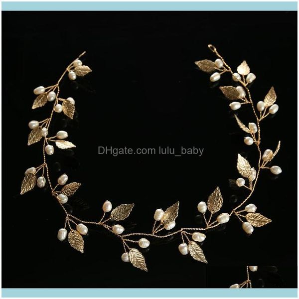 Joyería para el cabelloPinzas para el cabello Pasadores Romántico Vintage Diadema nupcial Oro Sier Color Hoja Accesorios de boda Perla Vid Novia Joyería Diadema