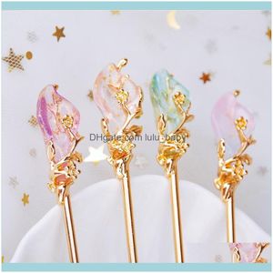 Bijoux de cheveuxpinces à cheveux Barrettes Vintage Style chinois bâton femmes métal strass baguettes épingle à cheveux femme bijoux pince accessoires goutte D