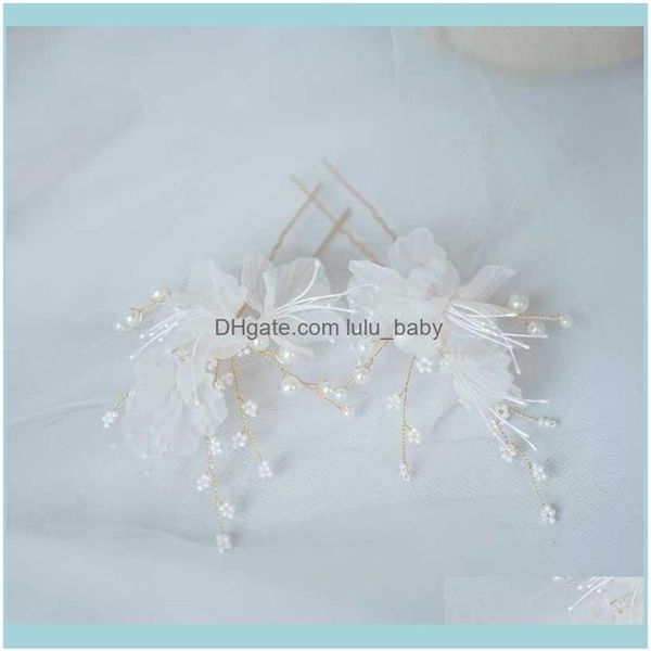 Hair JewelryYarn Flower Pins Clips Bridal Pearls Wedding Jewelry Piece à la main Femmes Aessories Épingles à cheveux Drop Livraison 2021 9LQWD253H