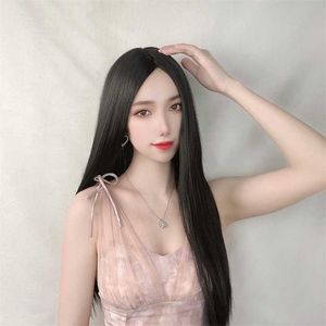 Cheveux Dentelle Perruques Japon et Corée du Sud Perruque Droit Simulation Cuir chevelu Fendu Taille Cheveux Longs Mécanisme Fibre Chimique Coiffure Femme