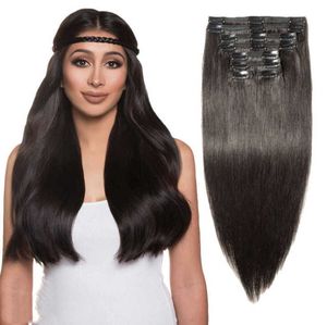 Cheveux Dentelle Perruques Vraie Perruque Femelle Droite Huit Pièces Ensemble Pince À Cheveux Humains Cheveux Humains