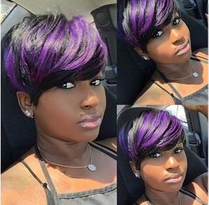 Hair Lace Wigs dames korte pick kleur roze net chemische vezel hoofddeksel pixie gesneden pruik