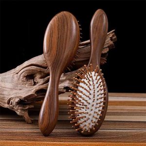 Cheveux Natural Bamboo Peble Pagaie démêlant la brosse à cheveux Brousse à cheveux rembourrée en bois Brosse à cheveux antistatique Protéger le cuir chevelu et les cheveux 240418