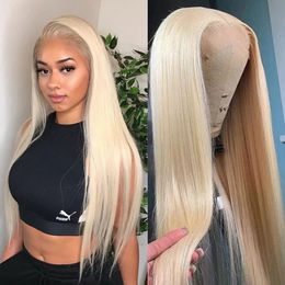 Morceaux de cheveux 613 Blonde 13x4 Human Straight Lace Frontal HD 30 pouces Transparent Front BEAUTY LUEEN 230617