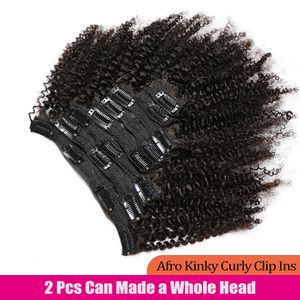 Hair pieces Afro Kinky Curly Clip Ins Hair Extension Human Hair VipBeauty Mongolian Kinky Curly Human Hair Clip Ins Extension 120G Full Head 230613