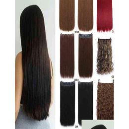 Pièces de cheveux allaosify 5 clip dans une extension synthétique noir brun marron faux accessoires pour femmes 2101088719188 Drop Livilor Prod Otvkd