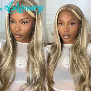 Morceaux de cheveux Ashimary Balayage Blonde Colored Human Lace Frontal Highlight 13x6 Front 230609
