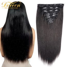 Haarstukjes Doreen Full Head Brazilian Machine Remy Clip in Hair Extensions Echt haar 100% echt natuurlijk haarstukje Clips op 120G 14 tot 22 230613