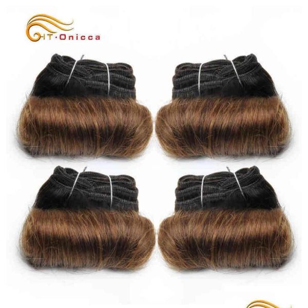 Extensions de cheveux Mechones De Cabello Rizado Brasileo 100% Humano 4 Pelo Afro 1B 30 Borgoa Extensin Remy 5 6 Y 7 Pgadas Drop Deli Otunc