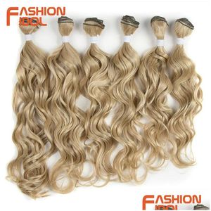 Pièces de cheveux Fashion Idol Deep Wave Bundles Weave Ombre Brown 6pieces 16-10 pouces 250G Extensions synthétiques 2106158662702 Drop Delivery Otkyt