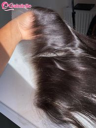 Piezas de cabello Gabrielle 13x6 13x4 Encaje Frontal Brasileño Recto Humano HD Frontales Solo Pre arrancado Color natural Remy 230728