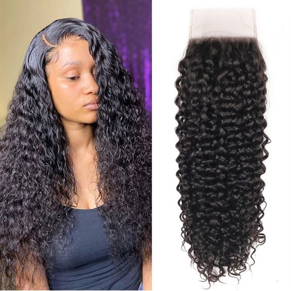 Morceaux de cheveux Kinky Curly 4x4 Lace Closure Cheveux humains brésiliens Deep Wave 4x1 T part Lace Closure HD Transparent T part 4x4 Lace Closure 230607