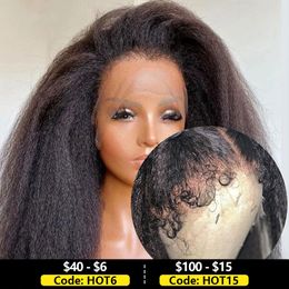 Morceaux de cheveux Kinky Straight 4c Edges Baby Lace Front 13x4 Human Frontal Transparent with Curly 230617