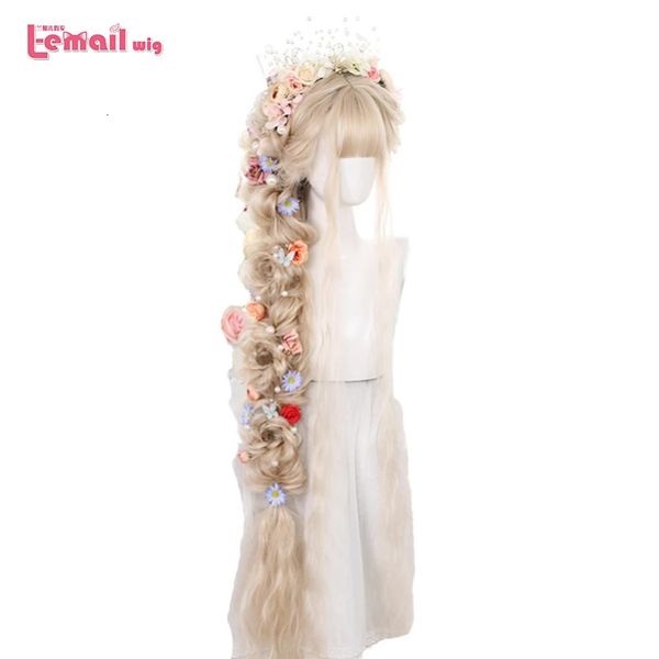 Morceaux de cheveux L email Synthétique 120cm Long Bouclés Lolita Blonde Noir Harajuku avec Frange Résistant À La Chaleur 230609