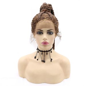 Morceaux de cheveux mélodie 8 bandes torsadées tresses main haute queue synthétique dentelle avant avec bébé boîte tresse pour les femmes noires 230609