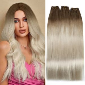 Morceaux de cheveux Moresoo Human Bundles Weave in Double Wefted Machine Remy Balayage Pieces pour les femmes Extension de trame droite 230609