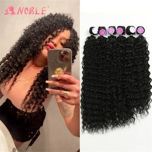 Pelucas sintéticas Star Afro Kinky Curly Weave Bundles Sintético 6Ps / Lot 20 22 24 pulgadas Color natural Ondulado 221103