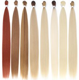 Morceaux de cheveux Extensions droites faisceaux synthétiques résistants à la chaleur coloré haute température Cosplay brun blond 2210111051578
