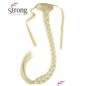 Haarstukken StrongBeauty Blonde Long Fishtail Braid Ponytail Extension Synthetische clip in haarstuk Kleurkeuzes 2102173003562 Drop D OT6TV