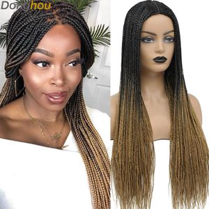 Pezzi di capelli Stile Ombre Box intrecciato per le donne Cuoio capelluto finto all'ingrosso Perruque Longue Synthtique Braiding 230609