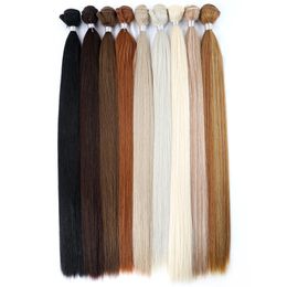 Morceaux de cheveux Synthétique Cheveux Raides Weave Bundle Noir Brun Blonde Cheveux Tissage Double Trame Silky Raide Extension de Cheveux Pour Les Femmes 230504