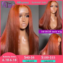 Haarstukken Transparant 13x4 Lace Frontal Ginger Orange Straight Human voor Zwarte Vrouwen Pre Geplukt 230617