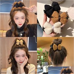 Épingles À Cheveux Accessoires De Coiffeur Double Face Bowknot Ball Head Grab Clip Coiffure High Sens Automne Et Hiver Épingle À Cheveux Queue De Cheval D Dhcau