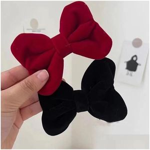 Haarspelden Three Nsional Veet Bow Hairpins Super Fairy Girl Hairpin Sweet Temperament Bangs Edge Clip Veelzijdige accessoires Japan en Dhzve