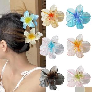 Haarspelden Transparante glitter 8 cm grote maten Flower Hairclips Fashion Claw Clip For Women Girls klemmen Crab Headband Accessories 016 D OTUPQ