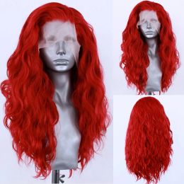 Produits capillaires Red Synthetic en dentelle Pernues avant pour femmes Perruque en dentelle de la vague d'eau Cosplay Wigs Natural Hirline Party Hair Frontal Wig