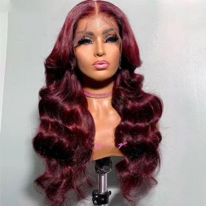 Haarproducten Rode Wig Synthetische kantpruiken voor vrouwen Body Wave Glueless vooraf geplukte haarlijnpruik met babyhaar vrouwenpruiken