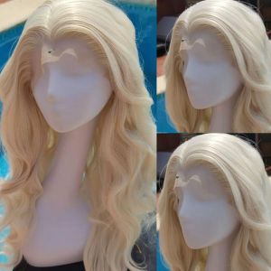 Haarproducten Synthetisch haar Blonde lichaam Golvende zachte natuurlijke haarlijn rechte kanten voorpruiken met babyhaar dagelijkse pruik voor vrouwen