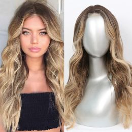 Haarproducten Synthetische kanten pruiken voor vrouwen Middle Parting 26 inch lange golvende haarcosplay/dagelijkse 3 kleuren optionele hoge temperatuur vezels