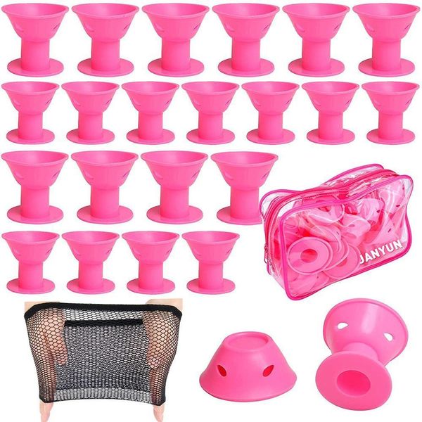 Bigoudis 40 pcs Pink Magic Comprend 20 pcs Grands Bigoudis en Silicone et Petit Bigoudi 230325