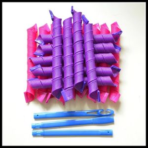 Rouleaux de cheveux Forme d'escargot non forme d'onde 52 cm 18pcs 3 bâtons en spirale boucles rondes curler doux blip plié