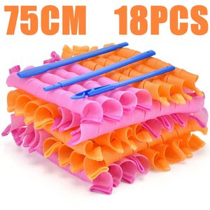 Hair Rollers Snail Shape Not Waveform 75CM 18Pcs 4 Sticks Spiral Round Curls Curler Soft Bendy DIY 230325