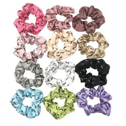 Cheveux Élastiques 20 pcs 22 Couleurs Soie Satin Cils Chouchous Filles Bande Élastique Accessoires Chapeaux Cravate Queue Titulaire 230512