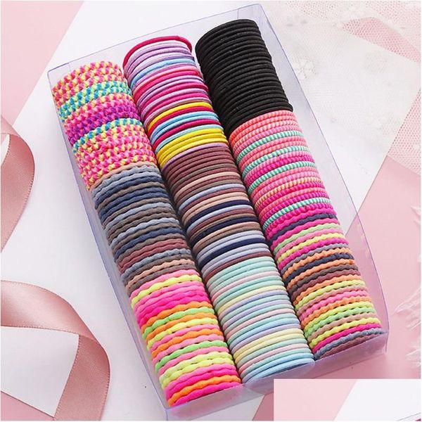 Bandas de goma para el cabello 50 unids Niños Colores de caramelo Lazos para el cabello Bandas elásticas suaves Bebés Niñas Preciosas Scrunchies Goma Niños Accessor Dhgarden Otbnl