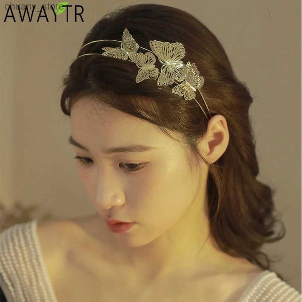 Bands de caoutchouc à cheveux Luxury Gold Butterfly Bands de cheveux Bands de cheveux Bands de cheveux Cerceau de cheveux pour filles pour filles adultes Y240417