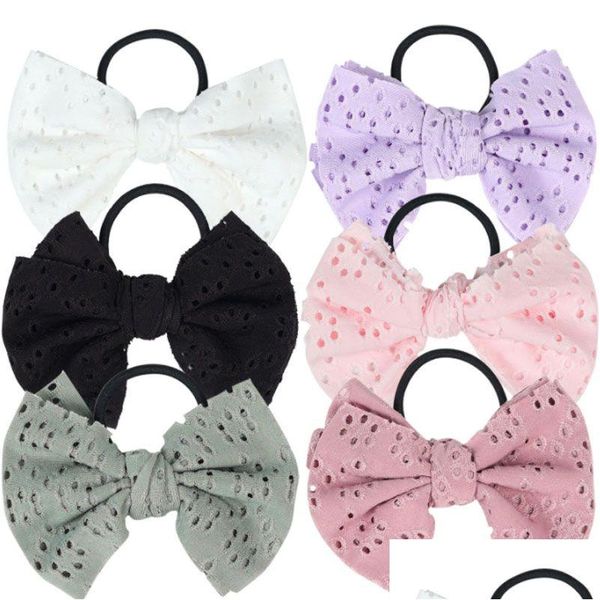 Bandes de caoutchouc de cheveux bébé fille couleur unie à la main Bowknots bandes de caoutchouc de cheveux enfants élastiques chapeaux fête décor accessoires goutte de Dhvof