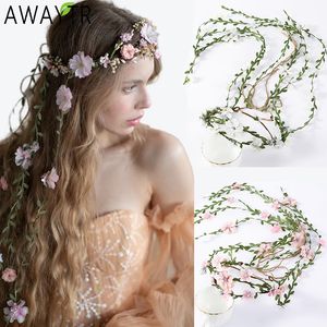 Haarrubberbanden Boheemian Rattan Flower Vines Crown Headband voor bruid bruiloft haaraccessoires meisjes bloemen krans hoofdband kapsels hoofden 230517