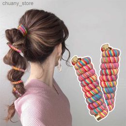 Bands de caoutchouc à cheveux colorés en laine élastique Bande de cheveux Femmes Spirale Coil Téléphone Ligne Ris de cheveux Band de coiffure Pony Pony Braid Accessoires Y240417