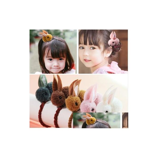 Bandes de cheveux en caoutchouc animaux mignons bandes de cheveux de style de lapin feutre oreilles en peluche à trois niveaux bandeau pour enfants filles accessoires bijoux H Dhhvc