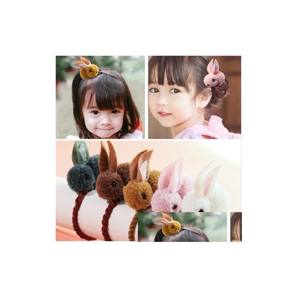 Bandas de goma para el cabello Animales lindos Estilo de conejo Bandas para el cabello Fieltro Orejas de felpa tridimensionales Diadema para niños Accesorios para niñas Joyería H DHHVC