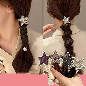 Hair Rubbers Bands Fashion Star Womens Elastic Rubber Band Téléphone Téléphone Tie à cheveux Coil Spiral Band Clain Ponytail Bracelet Accessoires Y240417