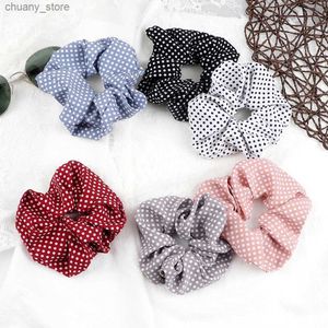 Bands de caoutchouc à cheveux Girl Small Polka Dots Band de cheveux Corée Fashion Corée grande intestin Clats de cheveux Femmes Femmes High Elastic Scrunchies ACCESSOIRES Y240417