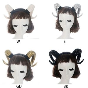 Bandas de goma para el cabello Gótico Halloween Mujeres Niñas Diadema Oveja Cuerno Bosque Animal Cosplay Aro Demonio Malvado Fiesta de plástico Po Props 230512