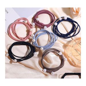 Haar rubberen bands ins style band parel charme colorf eenvoudig touw voor vrouwen Koreaanse knoop meisje drop levering sieraden otbxy