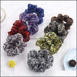 Bandas de goma para el cabello Joyas Leopard Organza Scrunchies Mujeres Animal Print Scrunchie Elástico Niñas Sombreros Corbatas Cola de caballo Titular Entrega de la gota