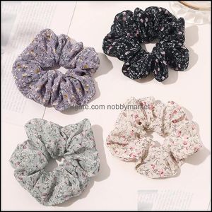 Bandas de goma para el cabello, joyería para mujer, flor de gasa, anillo Vintage, banda elástica para niñas, cola de caballo a la moda, Scrunchies Aessories, envío directo 2021 K9Lt